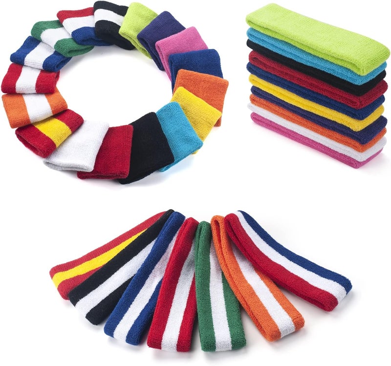 FACATH Sweatbands Headband and Wrist Set, Cotton Sweat Band for Athletic Men and Women, Sweatbands Sports Headbands for Working Out, Running, Basketball, Tennis, Yoga - Image 5